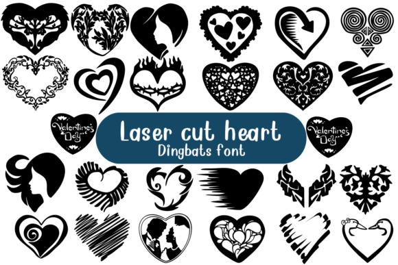 Laser Cut Heart Font for Web Design